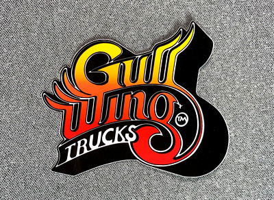 Gullwing Trucks Skateboard Sticker 4'' yellow-red fade sk8