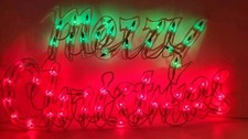 LAMPHOME Merry Christmas Light Up SIGN 50 LED Red Green Lights Holiday Decor