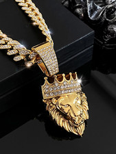 Collar de circonitas cúbicas joyería de moda King Bling León más grande de todos los tiempos