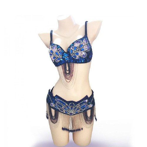 C920 Bauchtanz Kostüm 2 Teile BH+ Gürtel belly dance costume - Bild 3 von 46
