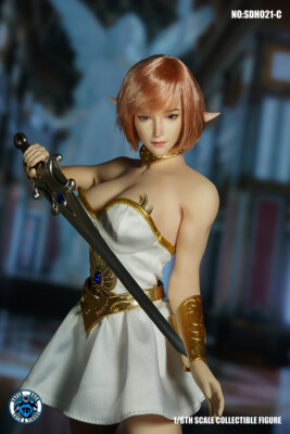 SUPER DUCK SDH021-C Female Beauty Fairy Elf Head with Interchangeable Ears 1/6 
