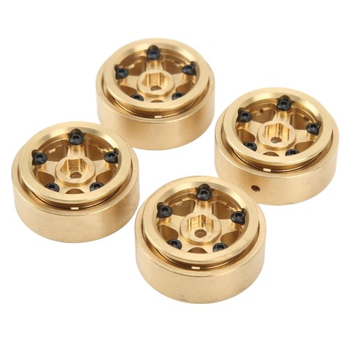 (Gold)4Pcs RC Beadlock Wheel Rim Hubs Adhesive Brass RC Car Upgrade LJ - Picture 9 of 24