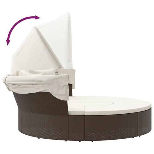 Sonneninsel mit Dach und Kissen Braun Poly Rattan - Bild 7 von 9