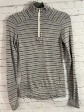 Smartwool Pullover Sweater Size Small Womens Gray  Striped 1/4 Zip *mended