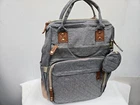 Diaper Bag Backpack Baby Foldable Changing Pad USB Many Compartments Gray NWT