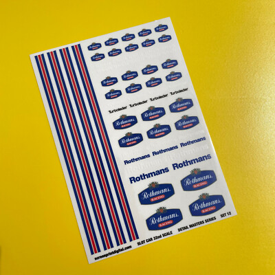 SLOT CAR 1/32 Detail Masters  Vintage Classic Race Rally  Sticker SET12