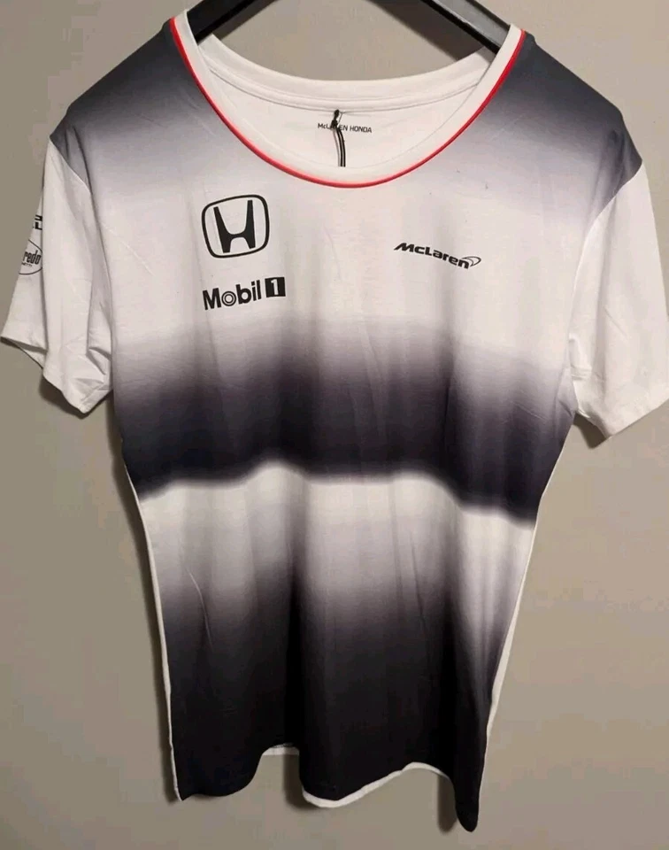 McLaren Honda Jenson Button White Womens T-shirt Racing F1 Sz Lg Formula-1 READ! - Image 3 of 4