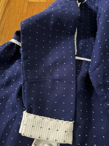 Vintage Peaches N Cream Girls Navy White Dotted Dress Button Down Size 4 1970s - Picture 9 of 12