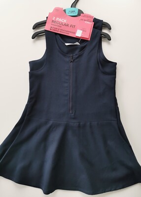 M&S 2er-Pack Mädchen Schule Skater Pinafores, marineblau, Schmetterling Reißverschluss, Alter 2-10 Jahre