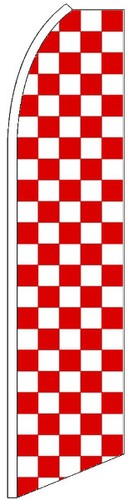 CHECKERED RED WHITE FLUTTER FLAG Checkers Feather Swooper Tall Event Sign Banner - Picture 2 of 4