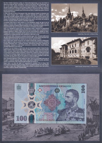 Rumänien 100 Lei 2024 - Gedenkbanknote 185. Jahre Geburt König Carol - im Folder