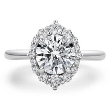 Round 2ct Lab Created Engagement Ring 18K Gold D Colour Diamond Test Pass US:7