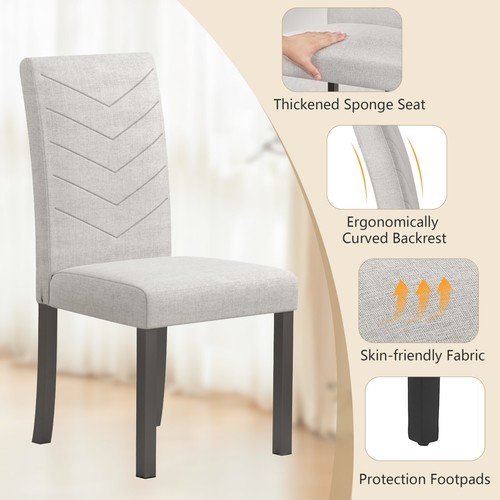 Set of 4/6 Dining Chair High Back Armless Linen Fabric Stool Kitchen Dining Room - Picture 4 of 30