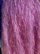 Dark pink Feather tinsel on mesh fabric per yard 60" wide