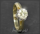 Antique diamond ring, 1,05ct solitair brilliant, 585 gold, handmade approx. 1925