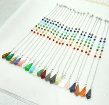 10PCS Natural Stone 7 Chakra Reiki Healing Pendulum Hexagonal Pyramid Pendants