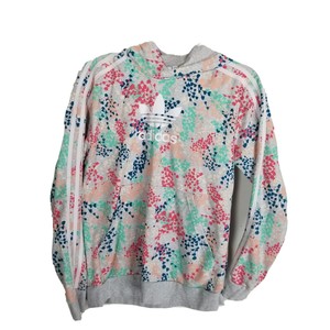 Moletom Com Capuz Adidas Xl Juventude Girls 14-15Yr Cinza Floral Rosa Azul 3 Listra | eBay