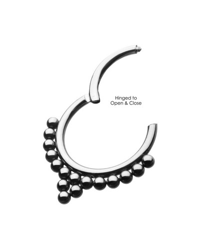 16G IMPLANT GRADE TITANIUM BEAD CLUSTER HINGED SEGMENT CLICKER SEPTUM EAR TRAGUS - Picture 2 of 3