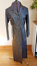 Milan Leather Long Black Trench Coat Size 10 Steampunk Gothic Matrix Buffy Vamp