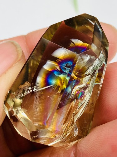 Top 20g gem diamond Brazilian Citrine rainbow crystal,hand cut gloss facet ball - Picture 19 of 19