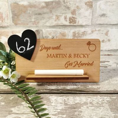 ETCH AND CUT Personalised Wedding Countdown Plaque | Engraved Chalk Plaque | Engagement Gift