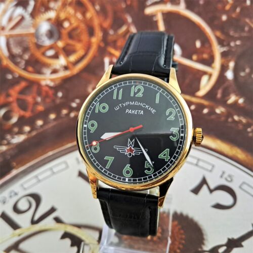 Uhr RAKETA PILOT Herren Dresswatch Mechanismus 2609.HA Sturmanskie UdSSR Gold - Bild 11 von 20