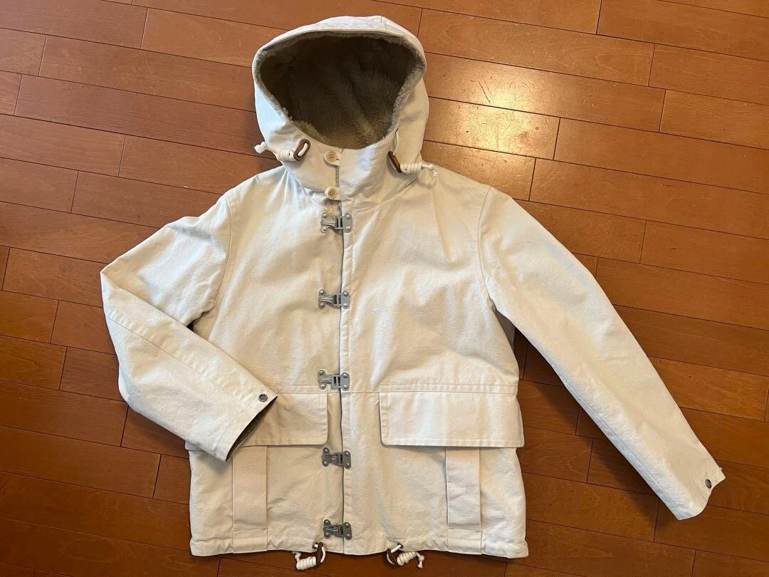 OFF WHITE Nigel Cabourn PILOT SMOCK Felpa con Cappuccio Giacca Blouson Uomo Taglia 48 Boa Off Bianco Cotone