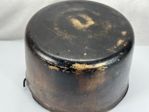 ANTIQUE SOLID BRASS CAMPING KETTLE PAIL CAST IRON HANDLE / BAIL - 7.9 LBS (T4) - Picture 10 of 11