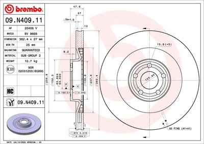 BREMBO 09.N409.11 Bremsscheibe für FORD USA