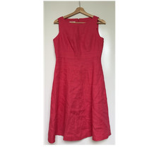 Talbots Petites Pink 100% Linen Fit & Flare Sleeveless Knee Length Dress Size 4