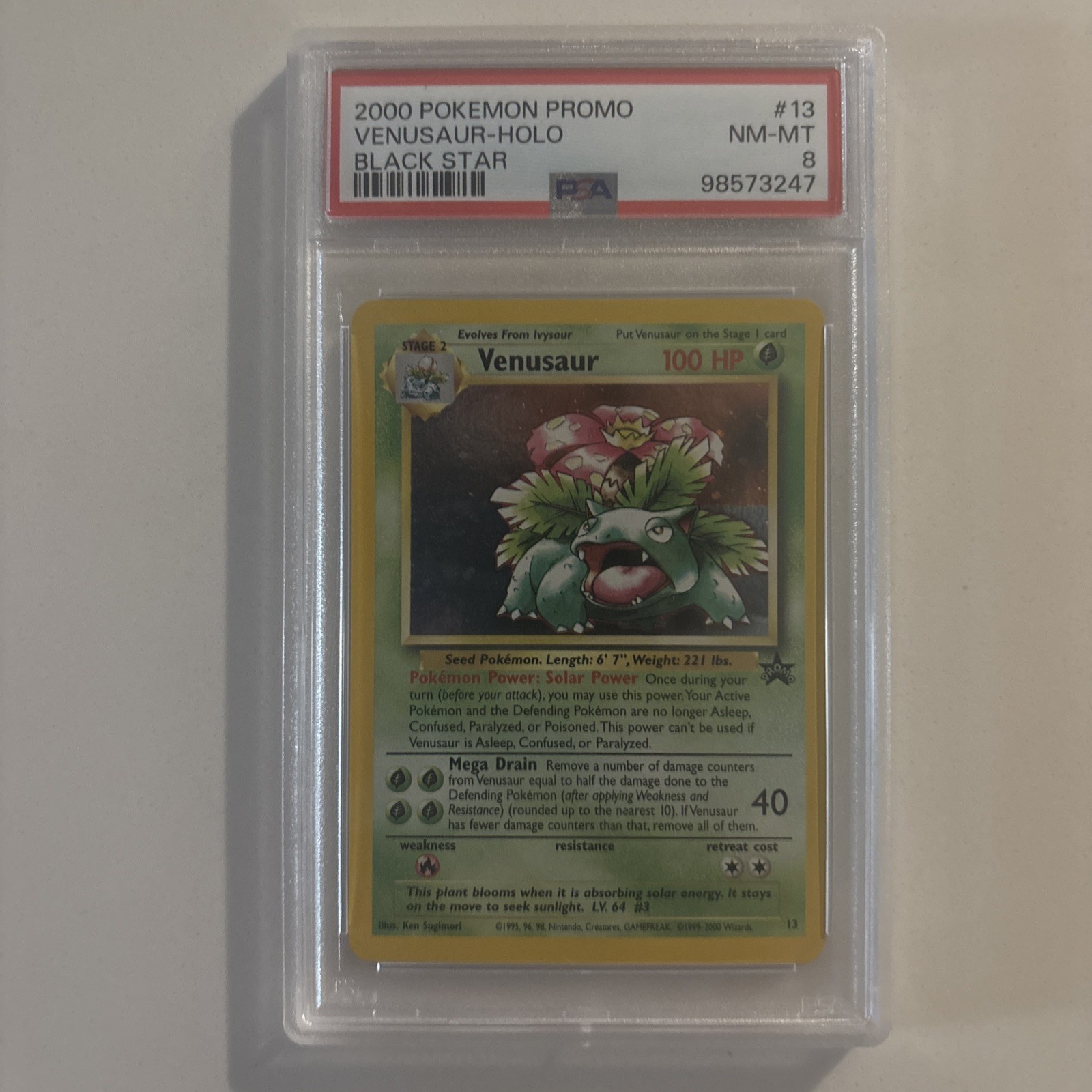 2000 POKEMON PROMO BLACK STAR #13 VENUSAUR-HOLO PSA 8