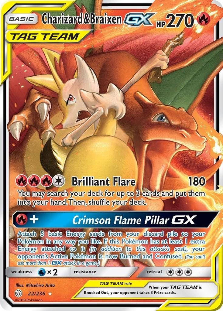 Charizard & Braixen GX 22/236 Sm-Cosmic Eclipse Holo