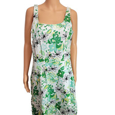 Breakin' Loose Womens Dress Size 12 Midi Summer Tank Green floral Print Zipper