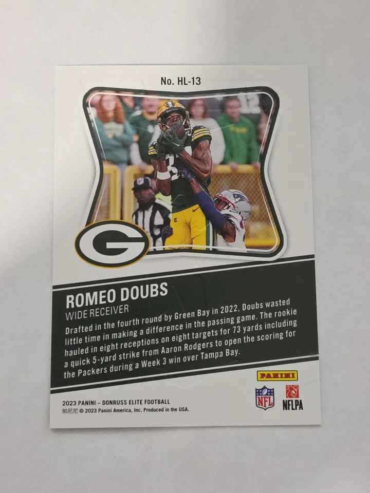 2023 Panini Donruss Elite High Life Romeo Doubs #HL-13 Blue /10 SP - Image 3 of 3
