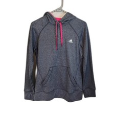 Adidas ultimate hoodie climawarm blue w/ pink accents athletic sweatshirt sz med