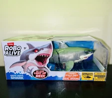 Robo Alive Great White Shark Toy Figure Water Activated With Light Up Eyes