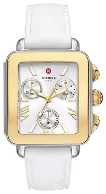 MICHELE Deco Sport Chronograph Weiss Silikon Damenuhr MWW06K000069