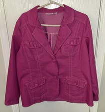 Denim  Co. Women  s Large Pink Cotton Utility Blazer Jacket Flap Pockets NWOT