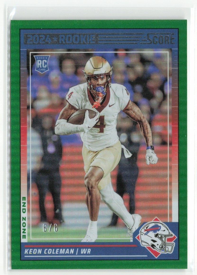 2024 Panini Score Keon Coleman #337 End Zone Green RC 6/6 Bills