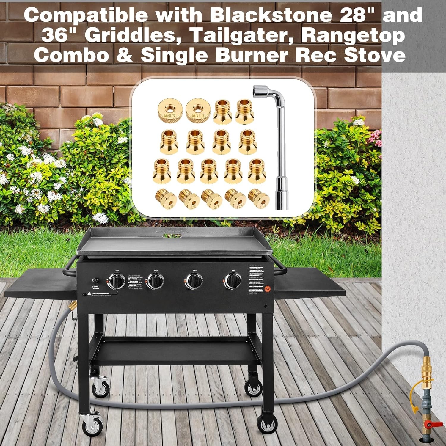 WADEO Natural Gas Orifices Nozzle Conversion Kit, DIY Burner Parts Brass Jet... 