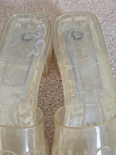 Gucci Transparent Heel Sandals White Clear Logo Embossed Size 41 US 11 Women - Picture 3 of 13