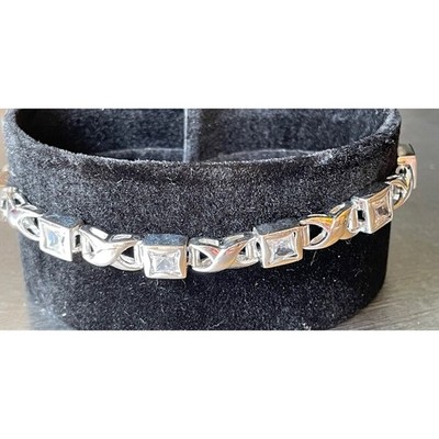 WUNDERSCHÖNES 925 STERLINGSILBER & PRINZESSSCHLIFF CZ'S TENNIS ARMBAND SKY