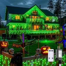 JMEXSUSS 400 LED 38.8F Green Icicle Lights for Halloween Decorations, Green
