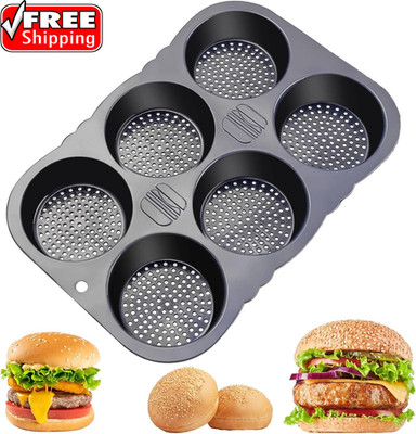 Hamburger Bun Mold, Hamburger Bun Pans for Baking, Burger Bun Pans Nonstick & He