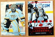 PEKKA RINNE PRIZM CRACKED ICE /30 & ANDERS LINDBACK YOUNG GUNS FRENCH RED /25 ++