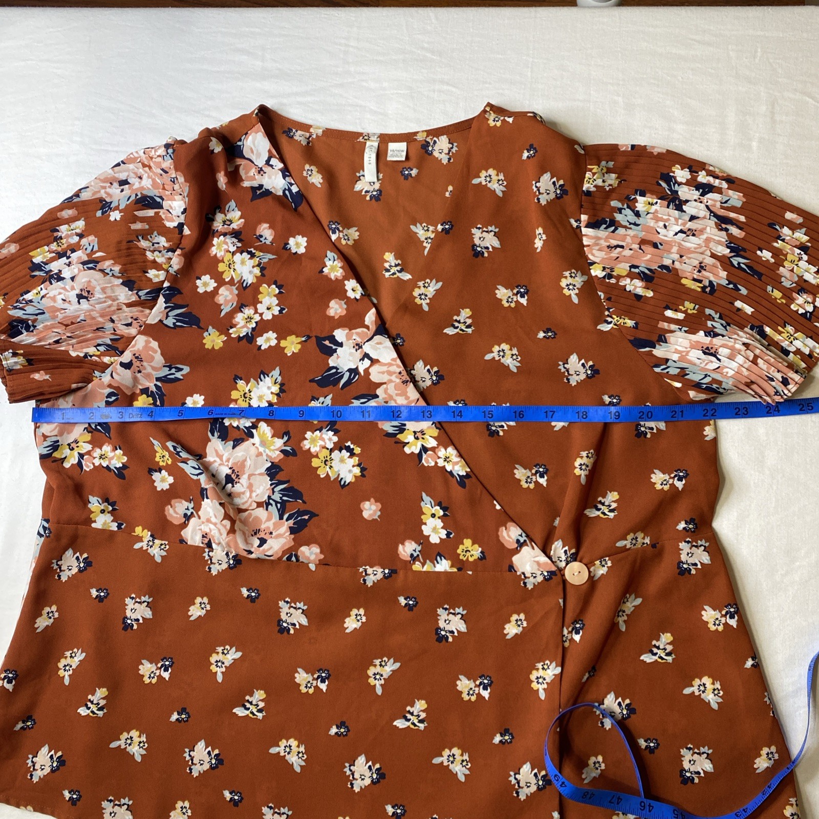 Cato Womens Fall Floral Patchwork Flutter Sleeve … - image 10