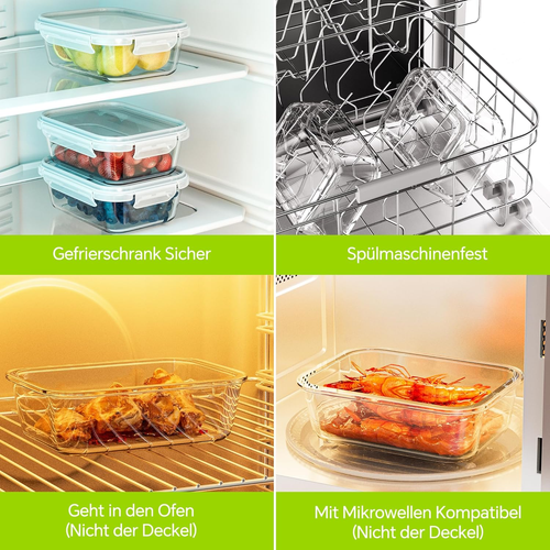 3-Pack 35 oz Borosilicate Glass Food Storage Containers with Lids, Stackable ... - Picture 4 of 7