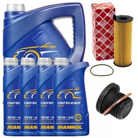 MotoröL Filter Set Mannol 10W-40 API SN 9 Liter + Schraube FüR Audi A6 A8 2.7