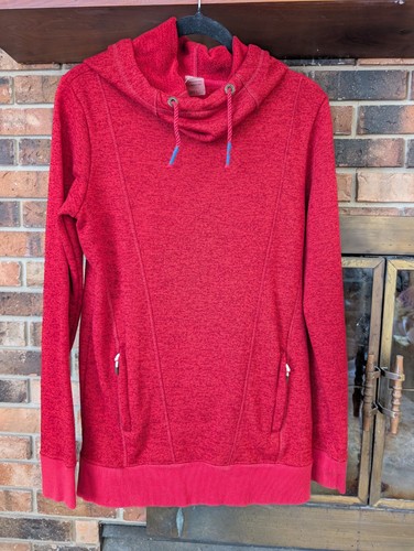 Roxy Dipsy Dry Flight Red Cowl Neck Hooded Sweatshirt Size Large
