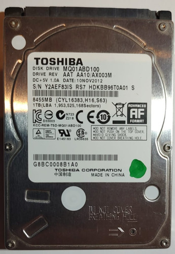 Toshiba 1 TB HDD 5400RPM 2.5'' SATA Festplatte MQ01ABD100 interne HDD /2